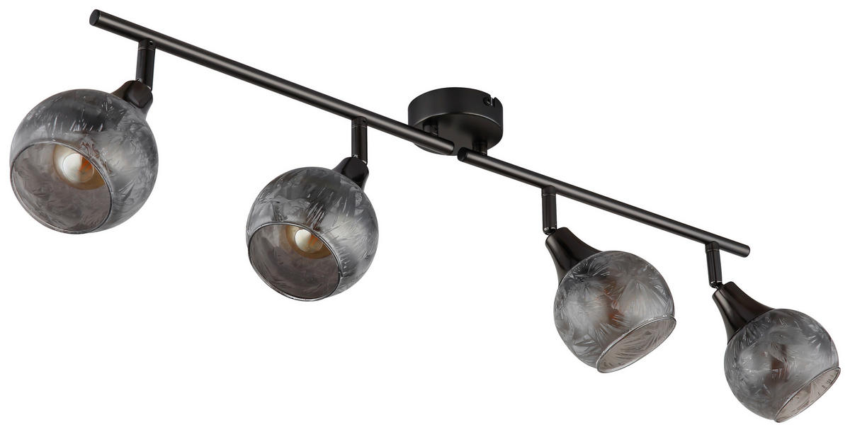 GLOBO Strahler schwarz Chrom Metall Glas B/H/L: ca. 11x37x21 cm E14 4 Brennstellen Strahler-Frosta - schwarz/Chrom (21,00/11,00/37,00cm) - GLOBO