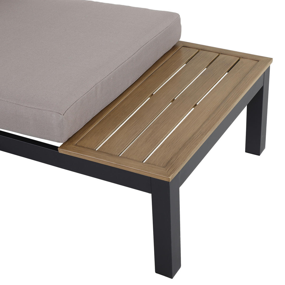 Outsunny Gartengarnitur grau Aluminium B/H/L: ca. 164x69x74 cm Gartengarnitur_mit_Beistelltisch - natur/grau (74,00/164,00/69,00cm) - Outsunny