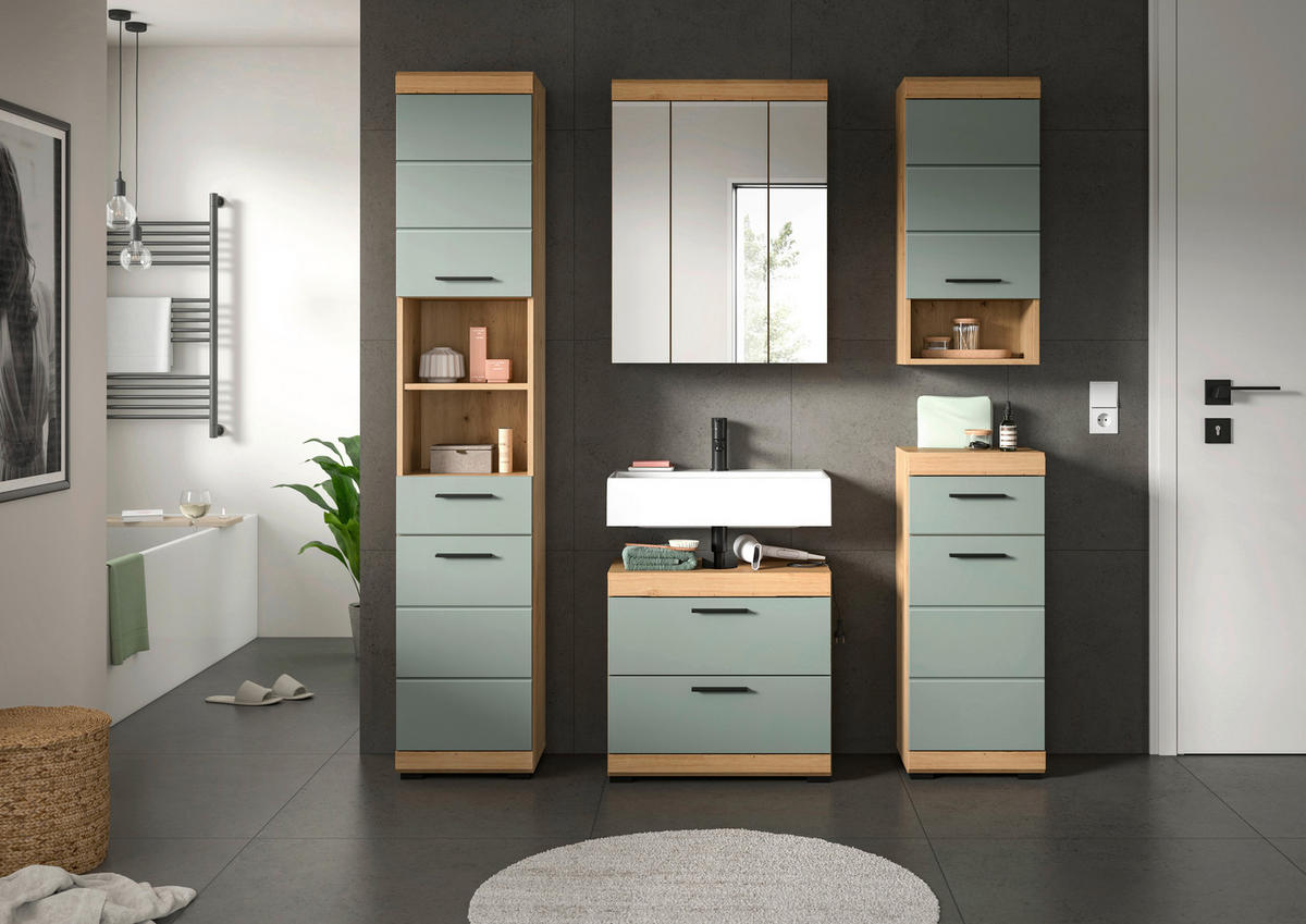 Badezimmer-Set Scout Eiche Artisan Nachbildung salbei Nachbildung B/H/T: ca. 164x191x37 cm Scout - Eiche/salbei (164,00/191,00/37,00cm) - xonox.home
