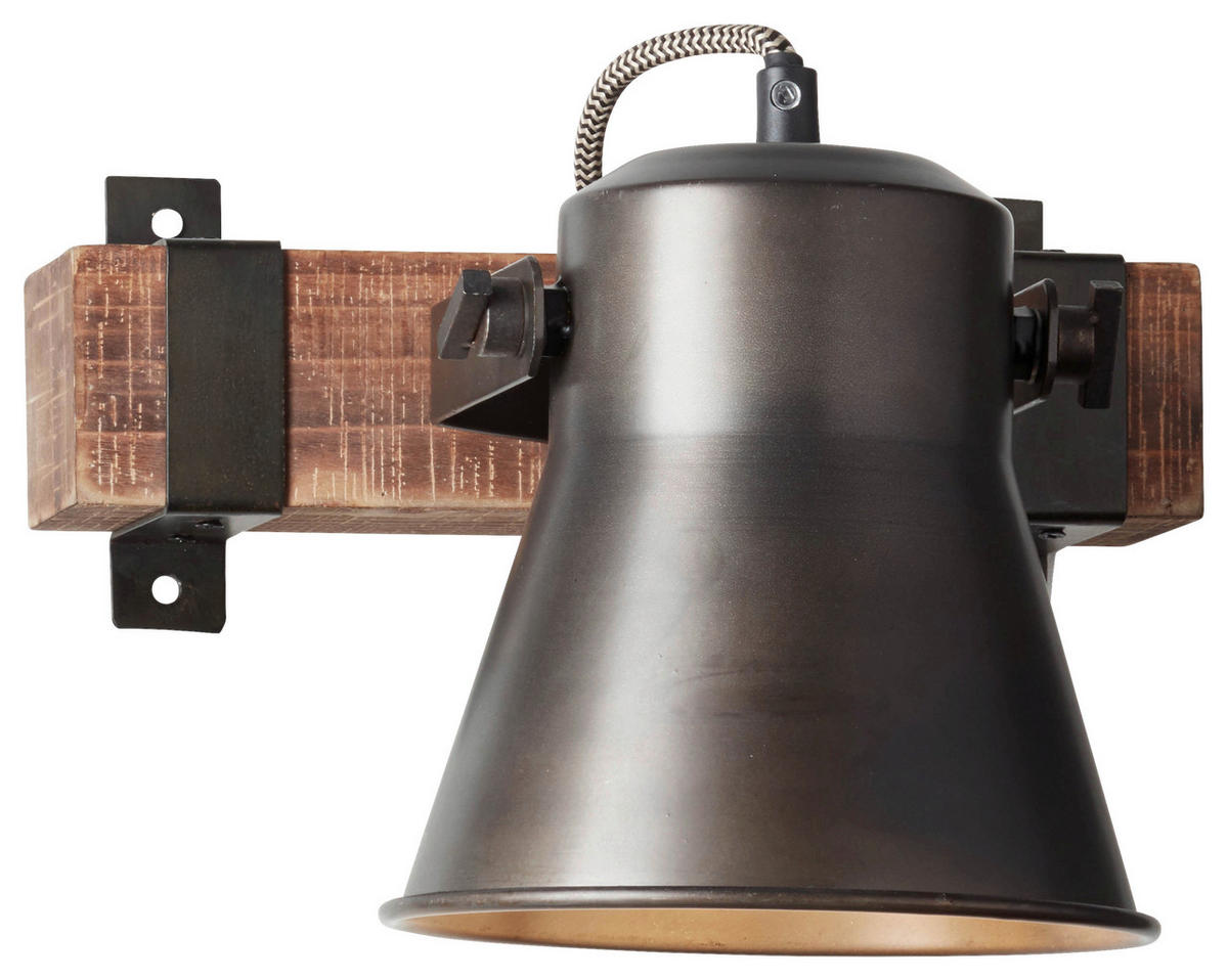 Brilliant Spot 82110/46 schwarz braun Metall Holz B/H/T: ca. 17x24x25 cm E27 1 Brennstellen Plow - braun/schwarz (17,00/24,00/25,00cm) - Brilliant