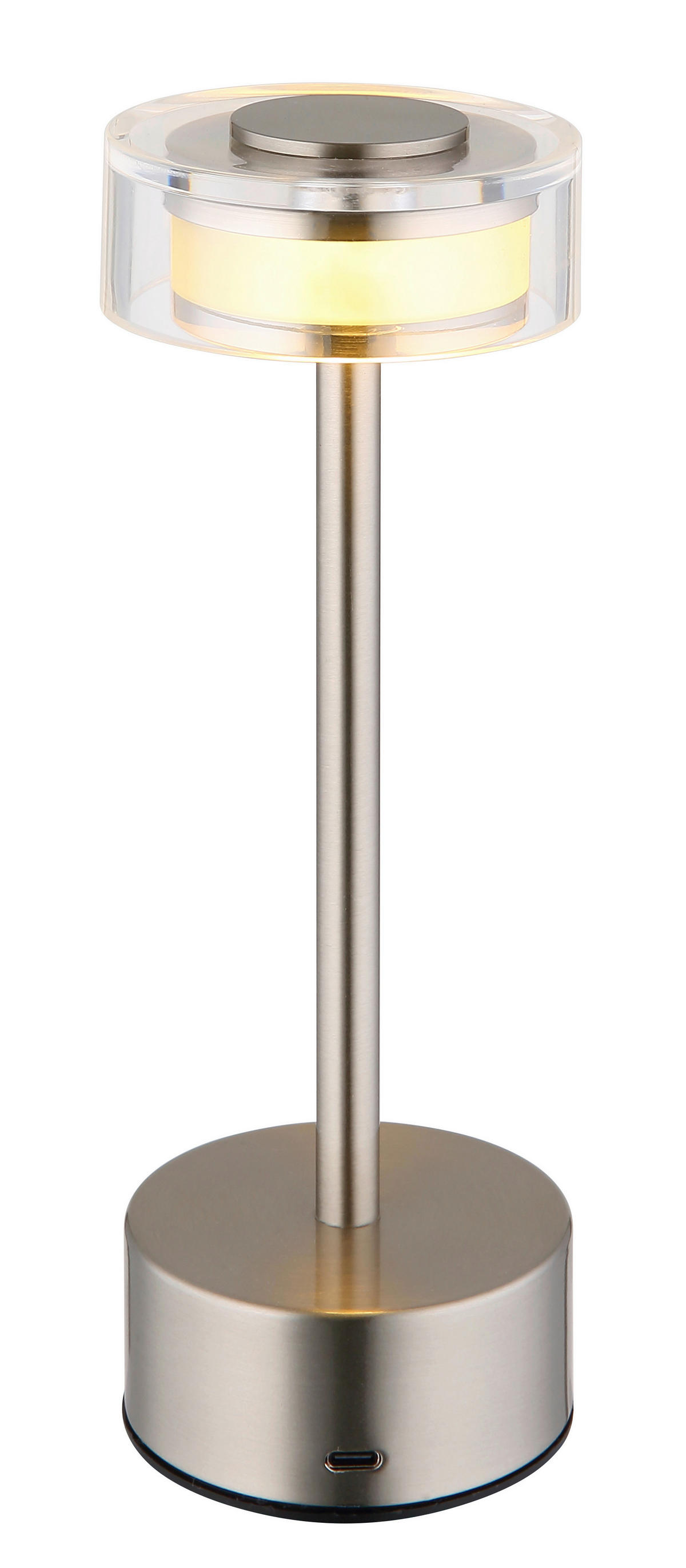 GLOBO LED-Tischleuchte SHIRA 21026N Rauch nickel klar Kunststoff Metall H/D: ca. 23,5x8 cm 1 Brennstellen SHIRA - klar/nickel (8,00/23,50cm) - GLOBO