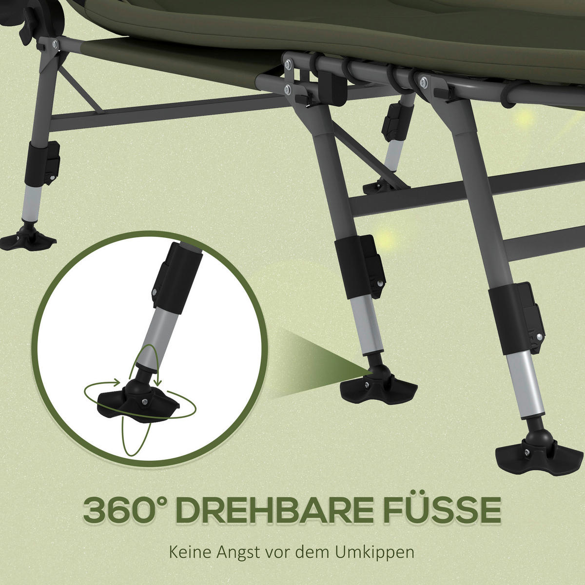 Outsunny Campingbett B/H/L: ca. 85x55x200 cm Campingbett - grün (200,00/85,00/55,00cm) - Outsunny