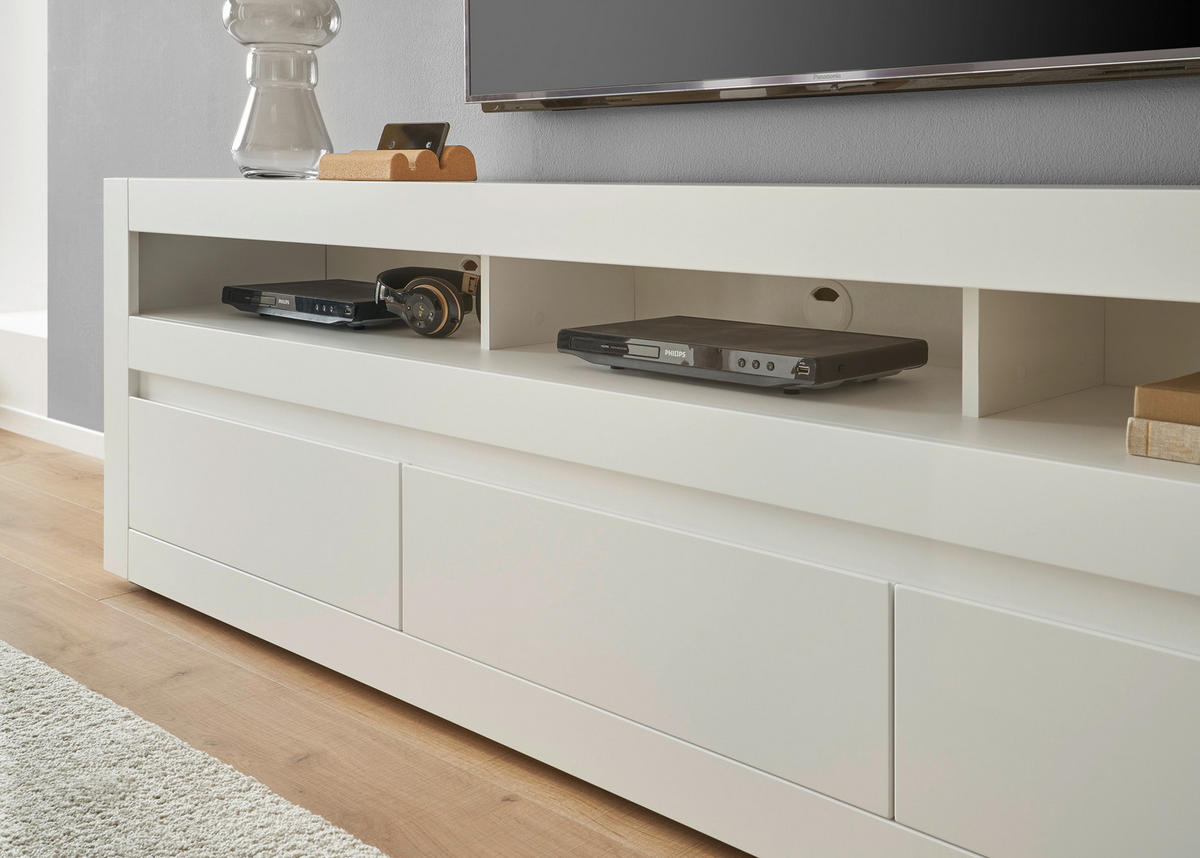 TV-Lowboard Chester weiß matt Eiche Evoke Coast Nachbildung B/H/T: ca. 217x63x42 cm Chester - Eiche/weiß (217,00/63,00/42,00cm)