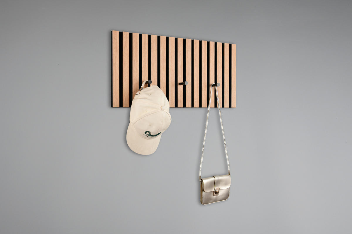 Wandgarderobe Grace Eiche schwarz B/H/T: ca. 60x30x7 cm Grace - Eiche/schwarz (60,00/30,00/7,00cm)