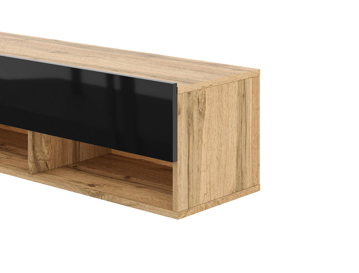 TV-Lowboard TV LOWBOARD DERBY 100 Eiche Wotan Nachbildung schwarz glänzend B/H/T: ca. 100x32,5x31,5 cm TV LOWBOARD DERBY 100 - Eiche/schwarz (100,00/32,50/31,50cm) - WIPMEB