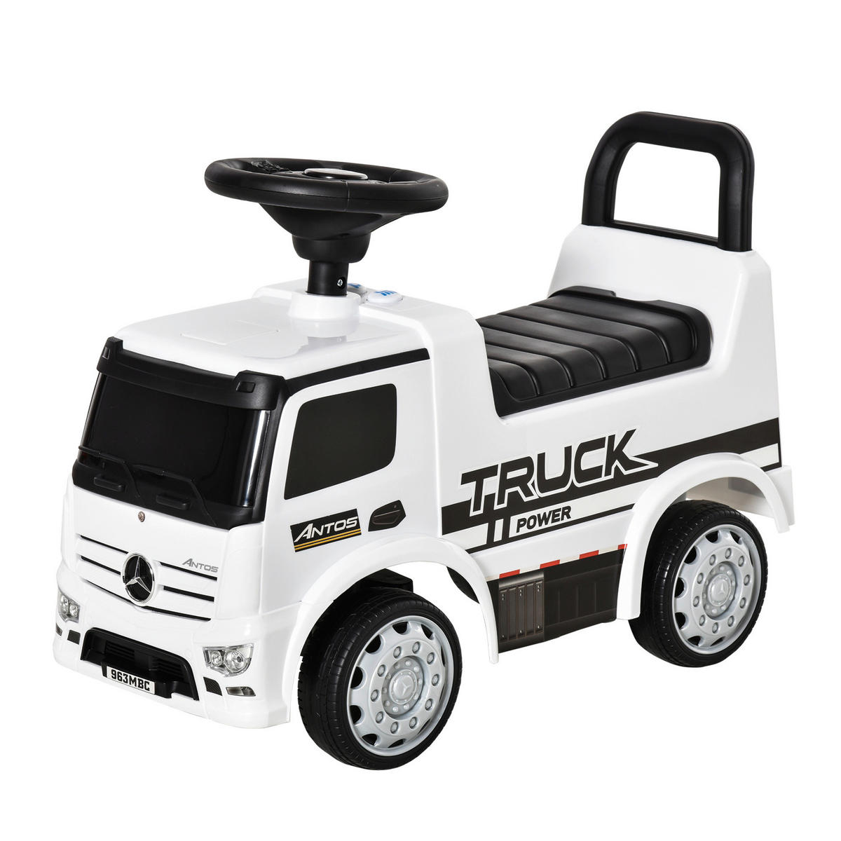 HOMCOM Kinder-Rutschfahrzeug B/H/L: ca. 28,5x45x62,5 cm Rutschfahrzeug - weiß/schwarz (62,50/28,50/45,00cm) - HOMCOM