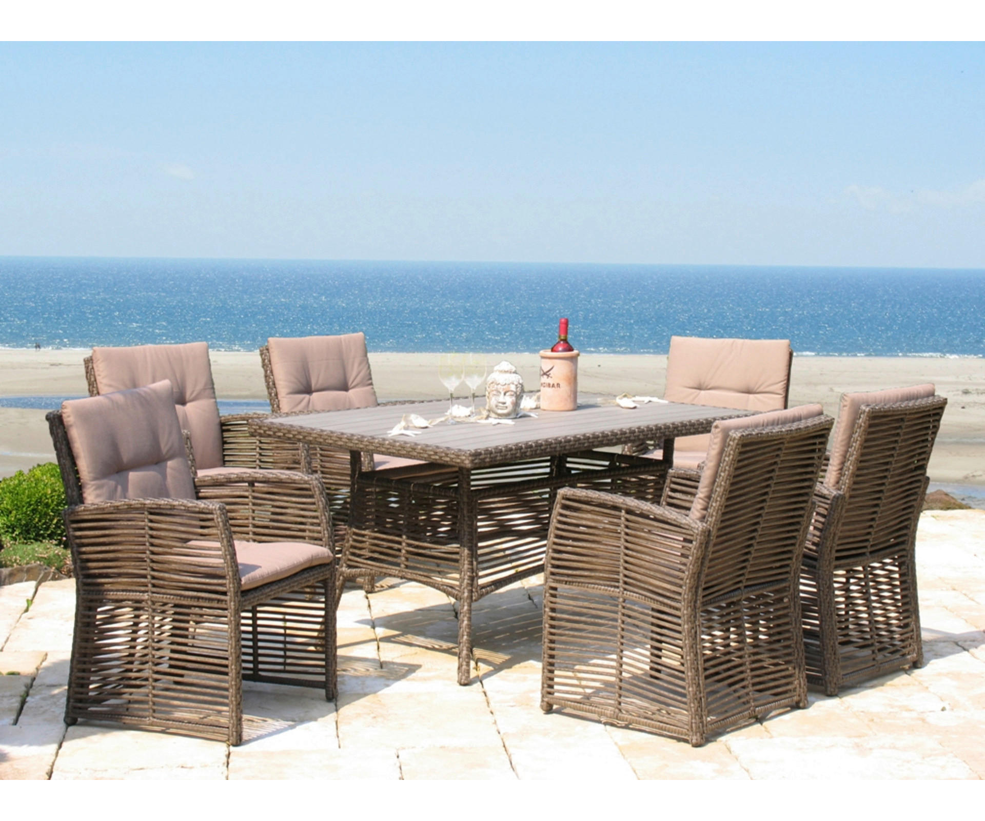 Thumbnail - Grasekamp Gartentisch Valencia braun Polyrattan B/H/L: ca. 97x74x153 cm