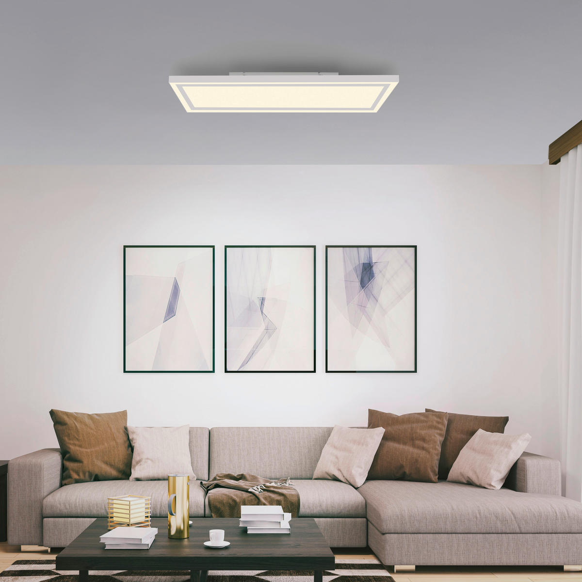 Just Light LED-Deckenleuchte BEDGING 14882-16 weiß Eisen Kunststoff B/H/T: ca. 80x5,6x35 cm 2 Brennstellen BEDGING - weiß (80,00/5,60/35,00cm) - Just Light