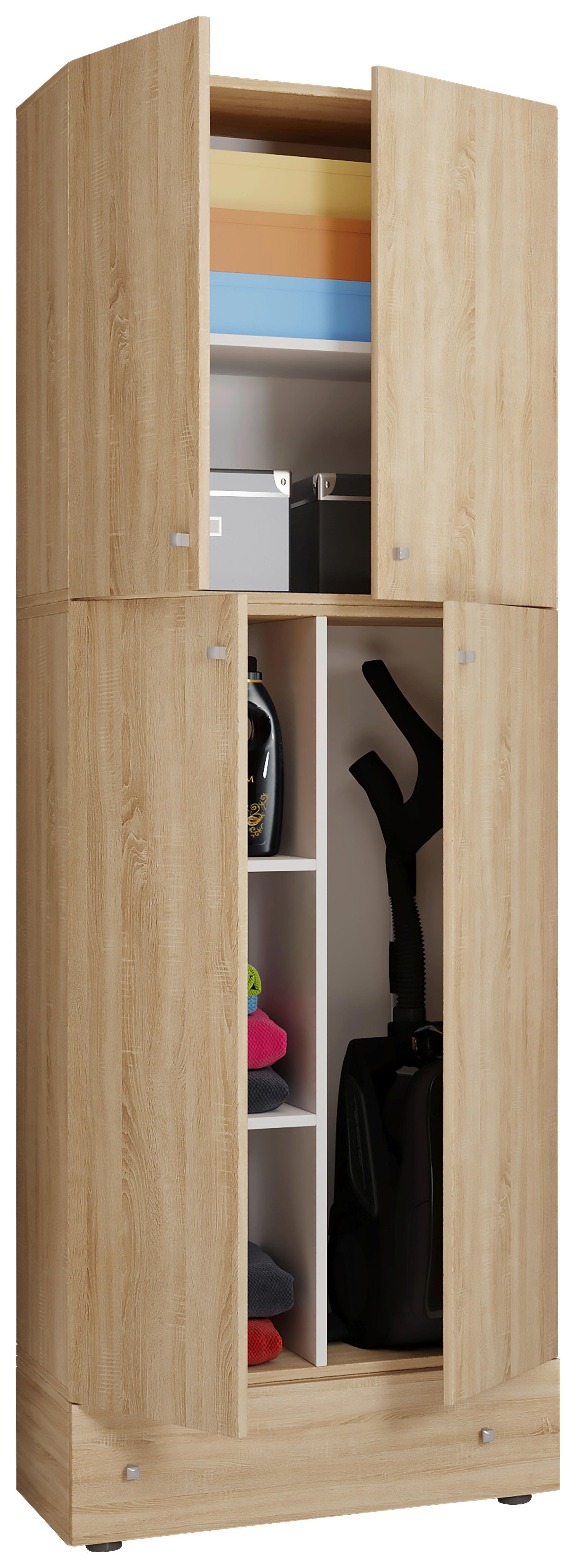 Putzschrank Lona Eiche Sonoma Nachbildung weiß B/H/T: ca. 70x200x39 cm Lona - Eiche/weiß (70,00/200,00/39,00cm) - VCM Möbel