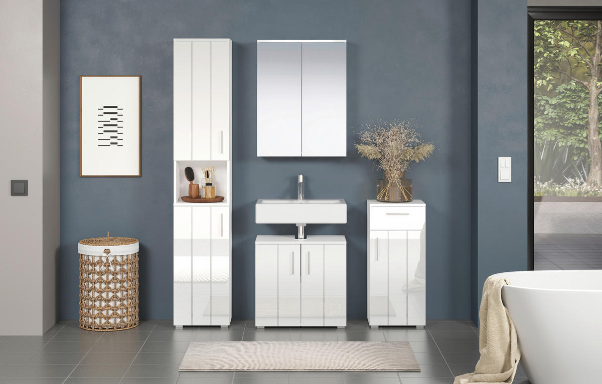 Stauraumelement Wons weiß Hochglanz weiß matt B/H/T: ca. 37x83x31 cm Wons - weiß (37,00/83,00/31,00cm) - Trendteam