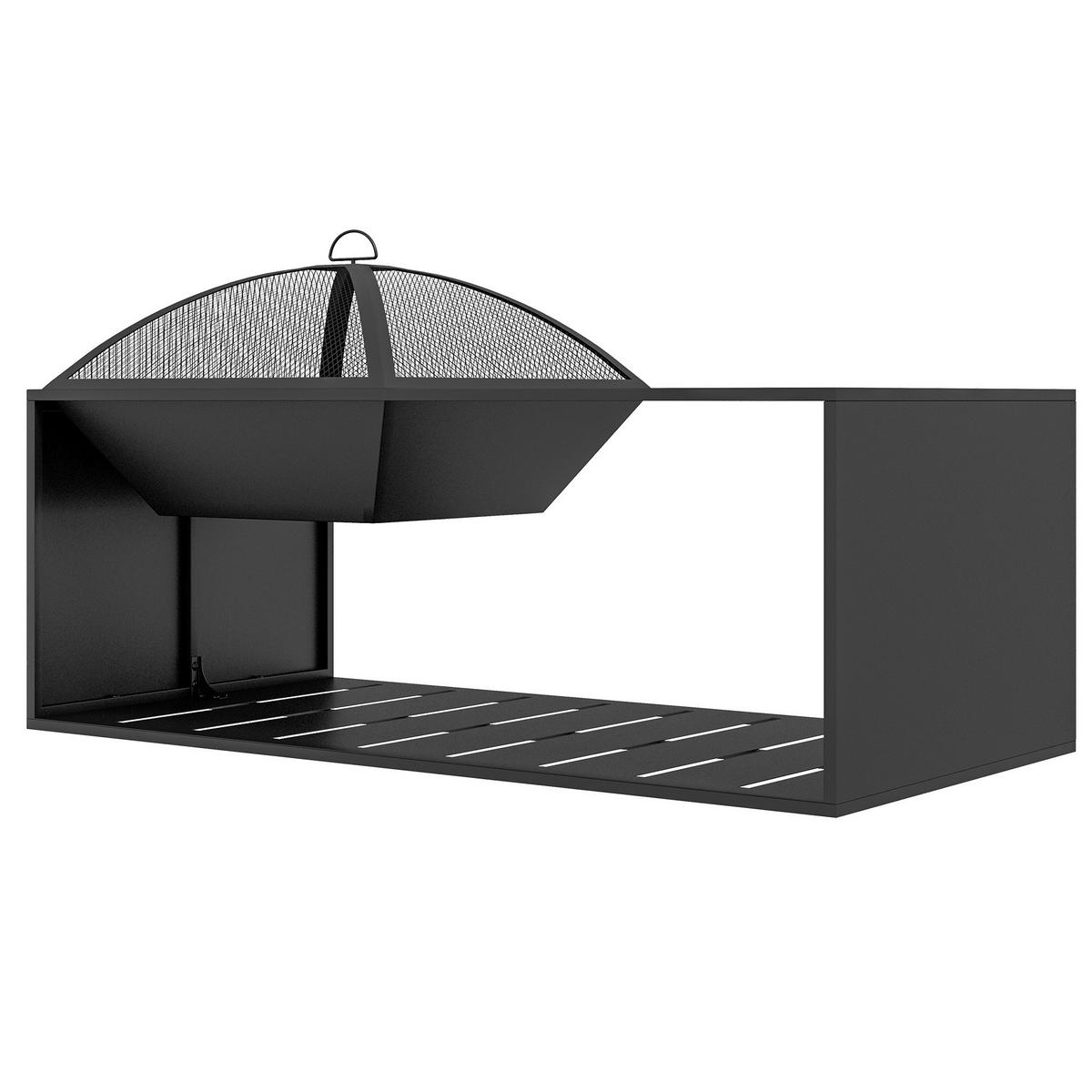 Outsunny Feuerschale schwarz Keramik B/H/L: ca. 51x56x101 cm Feuerschale - schwarz (101,00/51,00/56,00cm) - Outsunny