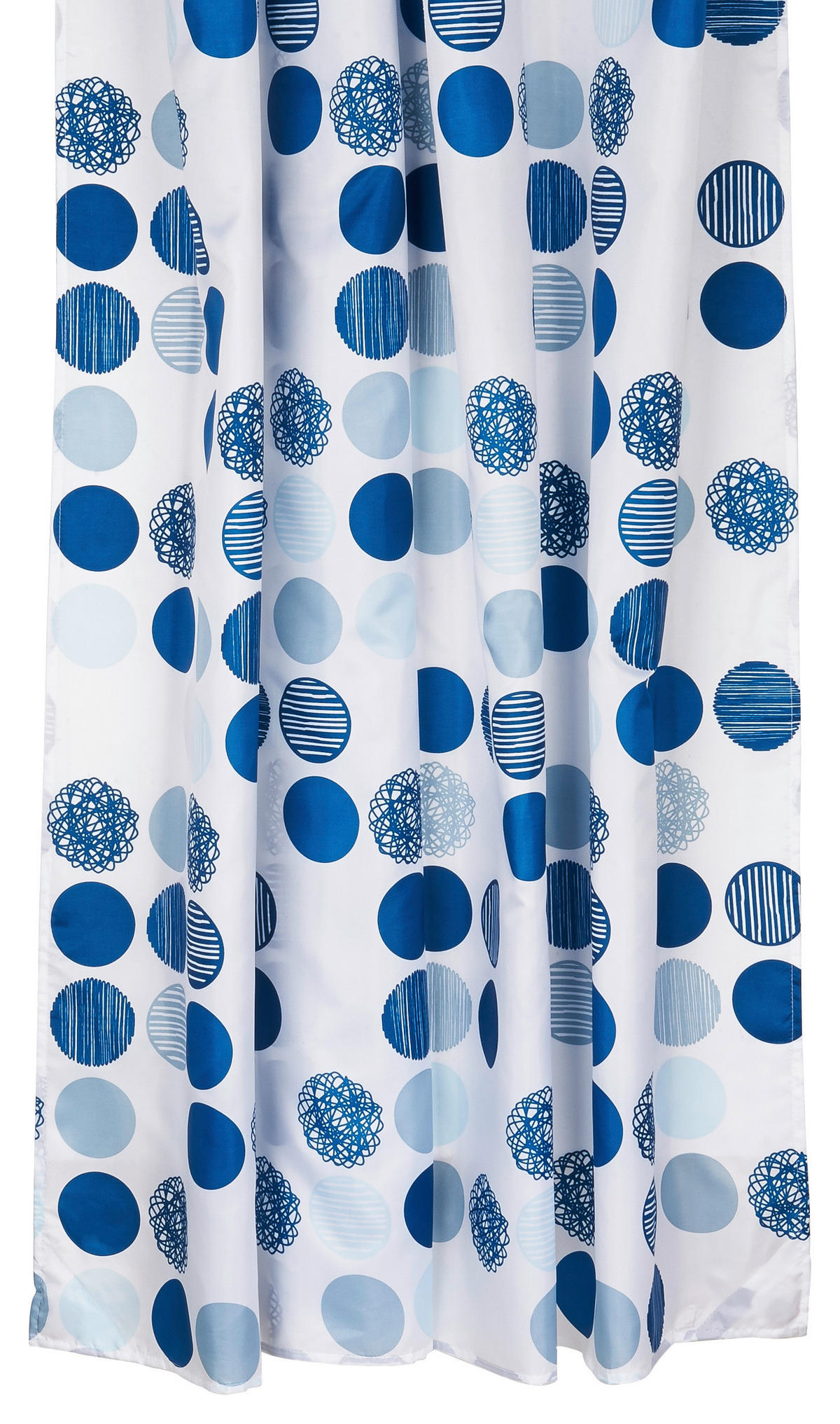 Duschvorhang weiß blau Polyester-Mischgewebe B/L: ca. 180x200 cm Duschvorhang_Round - blau/weiß (180,00/200,00cm) - Acus
