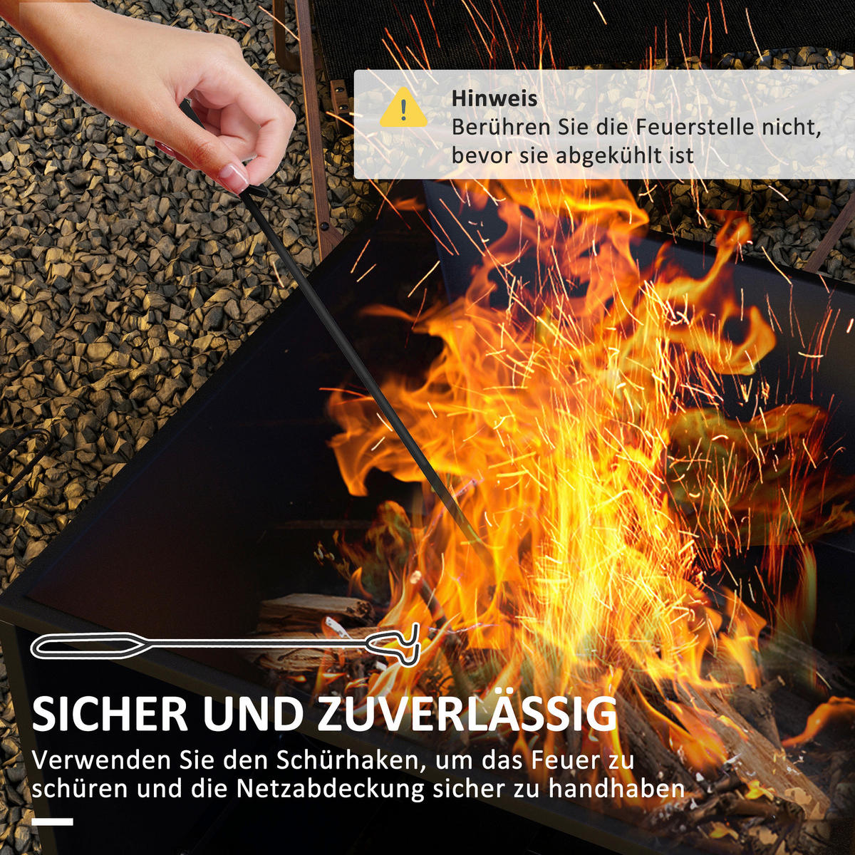 Outsunny Feuerschale schwarz Keramik B/H/L: ca. 51x56x101 cm Feuerschale - schwarz (101,00/51,00/56,00cm) - Outsunny