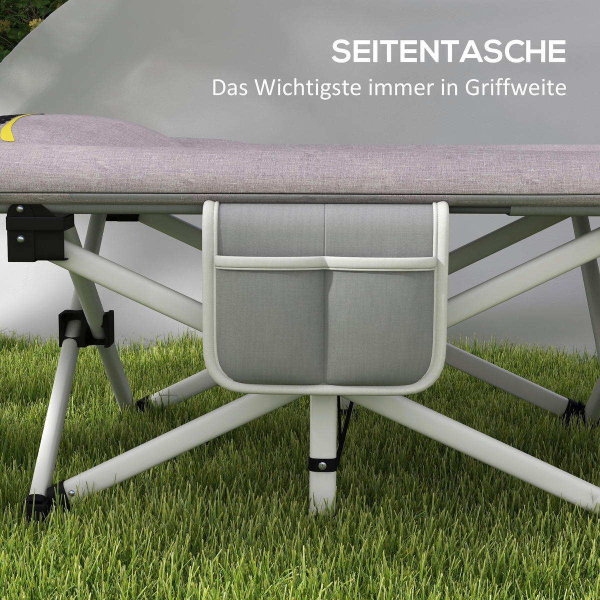 Outsunny Feldbett B/H/L: ca. 65x42x200 cm Feldbett - grau (200,00/65,00/42,00cm) - Outsunny