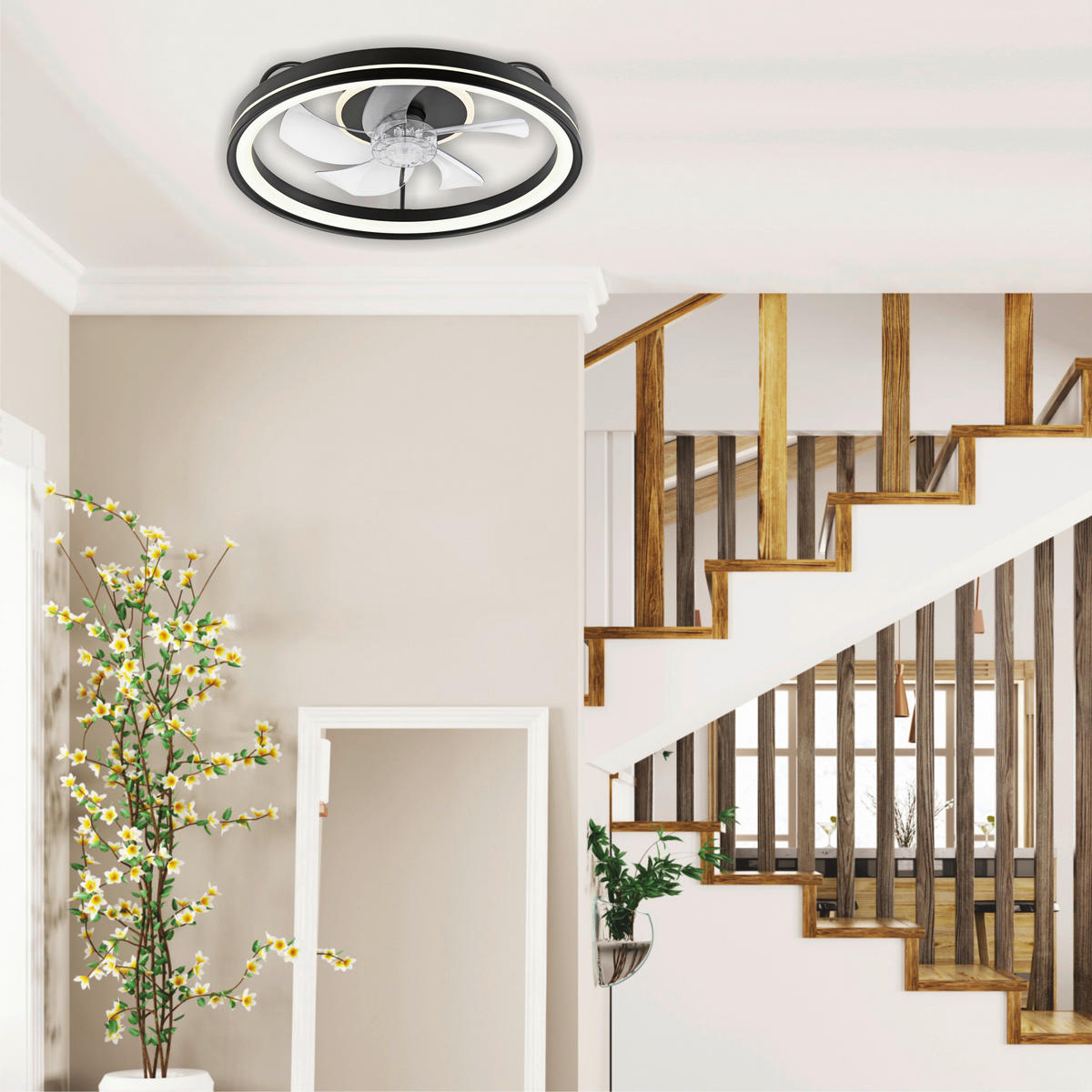 Lamkur LED-Deckenventilator FALCO 49892 schwarz H/L: ca. 17x50 cm max. 40 W Falco - schwarz (50,00cm) - Lamkur