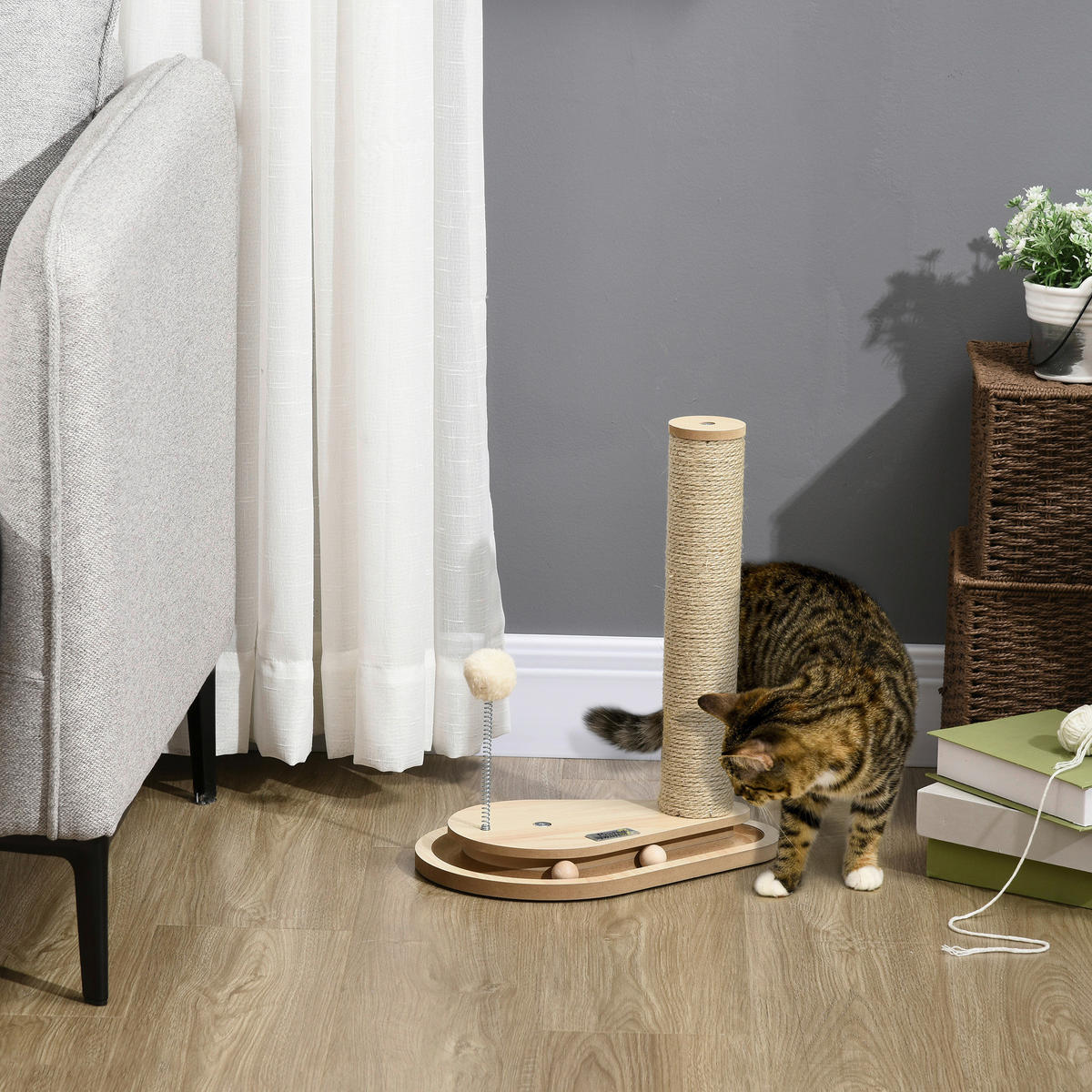 PawHut Kratzbaum Eiche Spanplatte B/H/L: ca. 23x40x35 cm Kratzbaum - Eiche (35,00/23,00/40,00cm) - PawHut