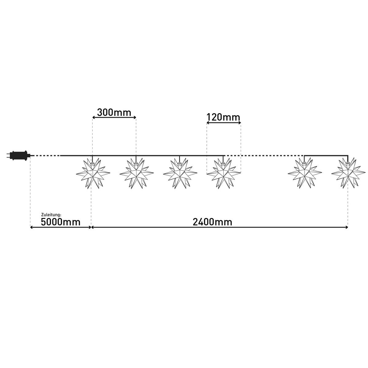 Näve Leuchten LED-Lichterkette LED Lichterkette 3D-STERNE - weiß (9,00/10,50/740,00cm) - Näve Leuchten