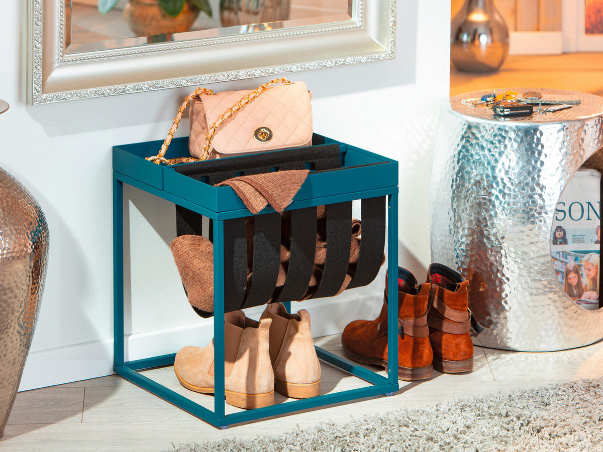 Zeitungsständer Club NY blau pulverbeschichtet Metall B/H/T: ca. 35x40x35 cm Club NY - blau/schwarz (35,00/40,00/35,00cm) - Inter Link