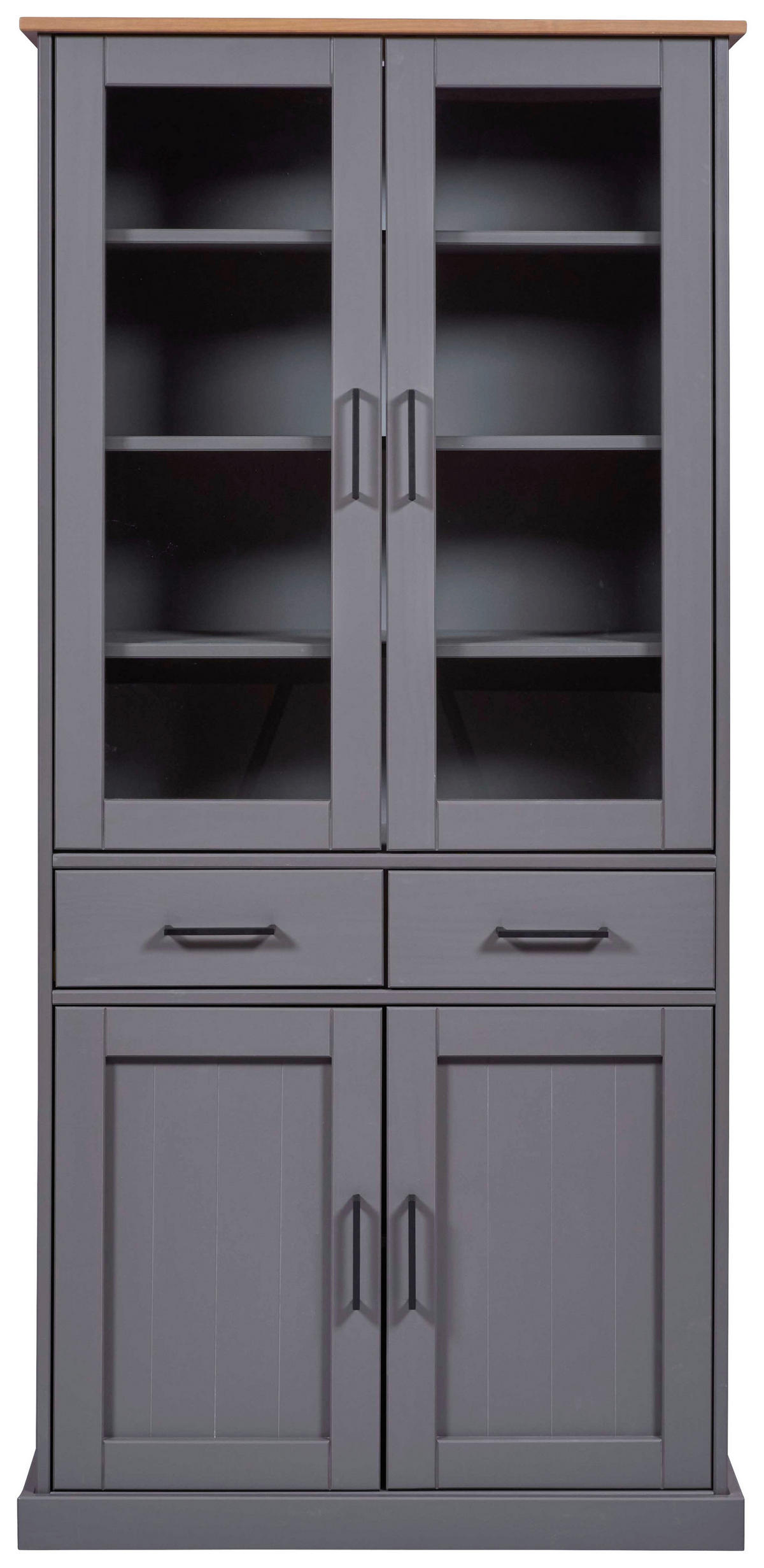 Vitrine Forenzo grau lackiert Holz B/H/L: ca. 38,4x190x90 cm Forenzo - grau (90,00/38,40/190,00cm) - Inter Link