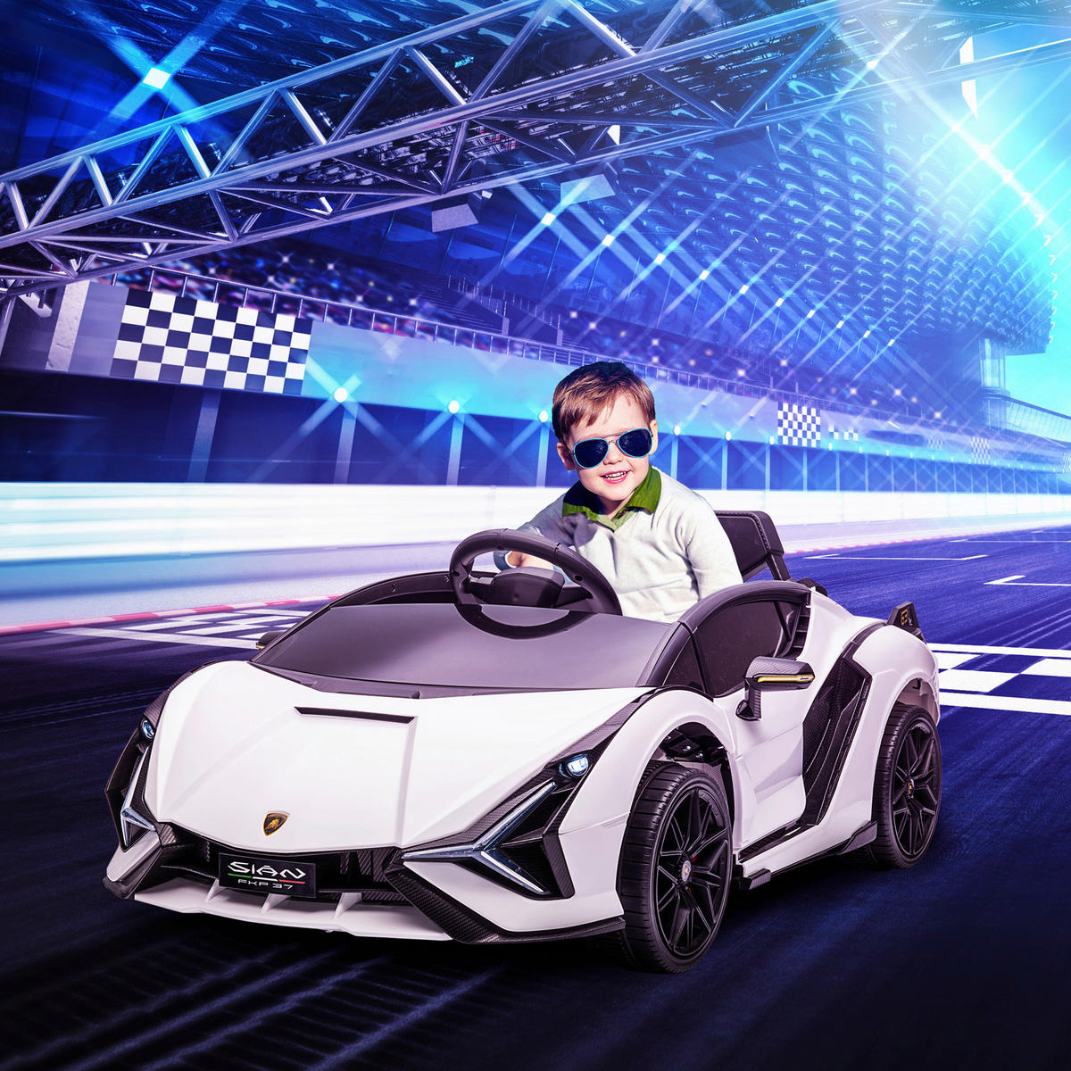 HOMCOM Kinder-Elektroauto weiß B/H/L: ca. 62x65x132 cm Kinder Elektroauto - weiß (132,00/62,00/65,00cm) - HOMCOM