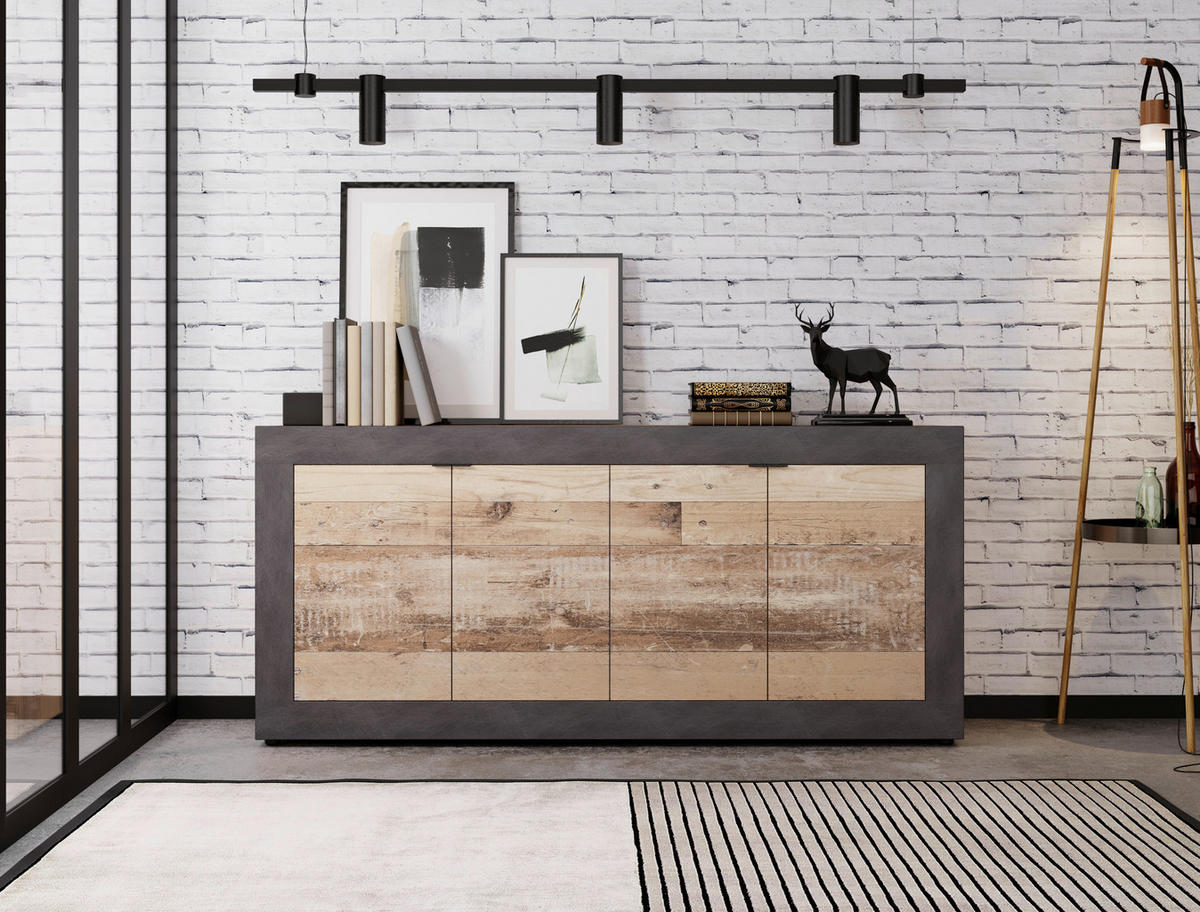 Kommode LUNEA Eiche Marmor Nachbildung Eiche Old Wood hell Nachbildung B/H/T: ca. 180x86x41,7 cm LUNEA - Eiche (180,00/86,00/41,70cm) - WIPMEB