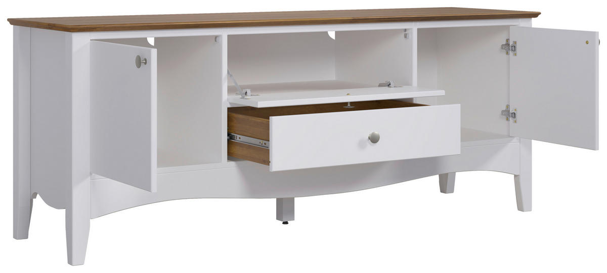 TV-Lowboard Lissabon weiß lackiert café braun lackiert B/H/T: ca. 140x58x42 cm Lissabon - weiß/café braun (140,00/58,00/42,00cm)