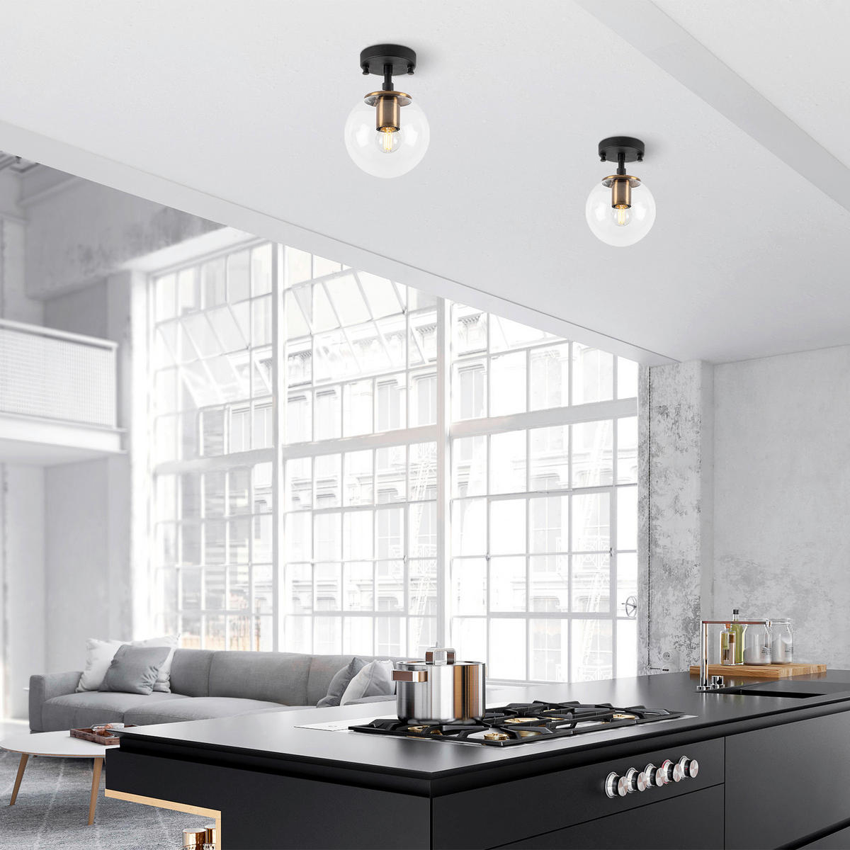 Opviq Deckenleuchte Atmaca bronze schwarz Metall Glas B/H/T/L/D: ca. 15x23x15x15x15 cm E14 1 Brennstellen Atmaca - schwarz/bronze (15,00/15,00/23,00cm) - Opviq