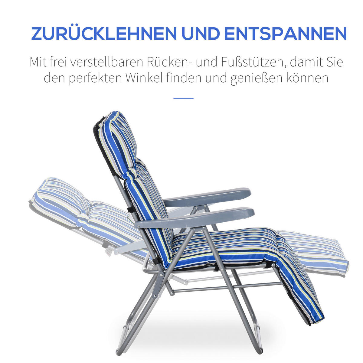 Outsunny Liegestuhl Set Liegestuhl_Set - blau (60,00/75,00/102,00cm) - Outsunny