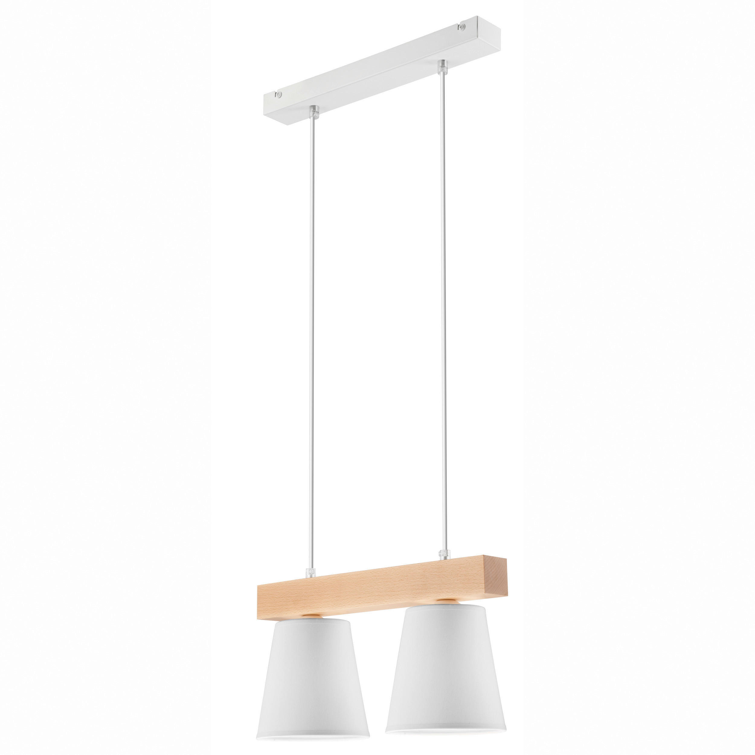 Thumbnail - Lamkur Hängeleuchte weiß Stahl Holz B/H/L: ca. 35x20x38 cm E27 2 Brennstellen