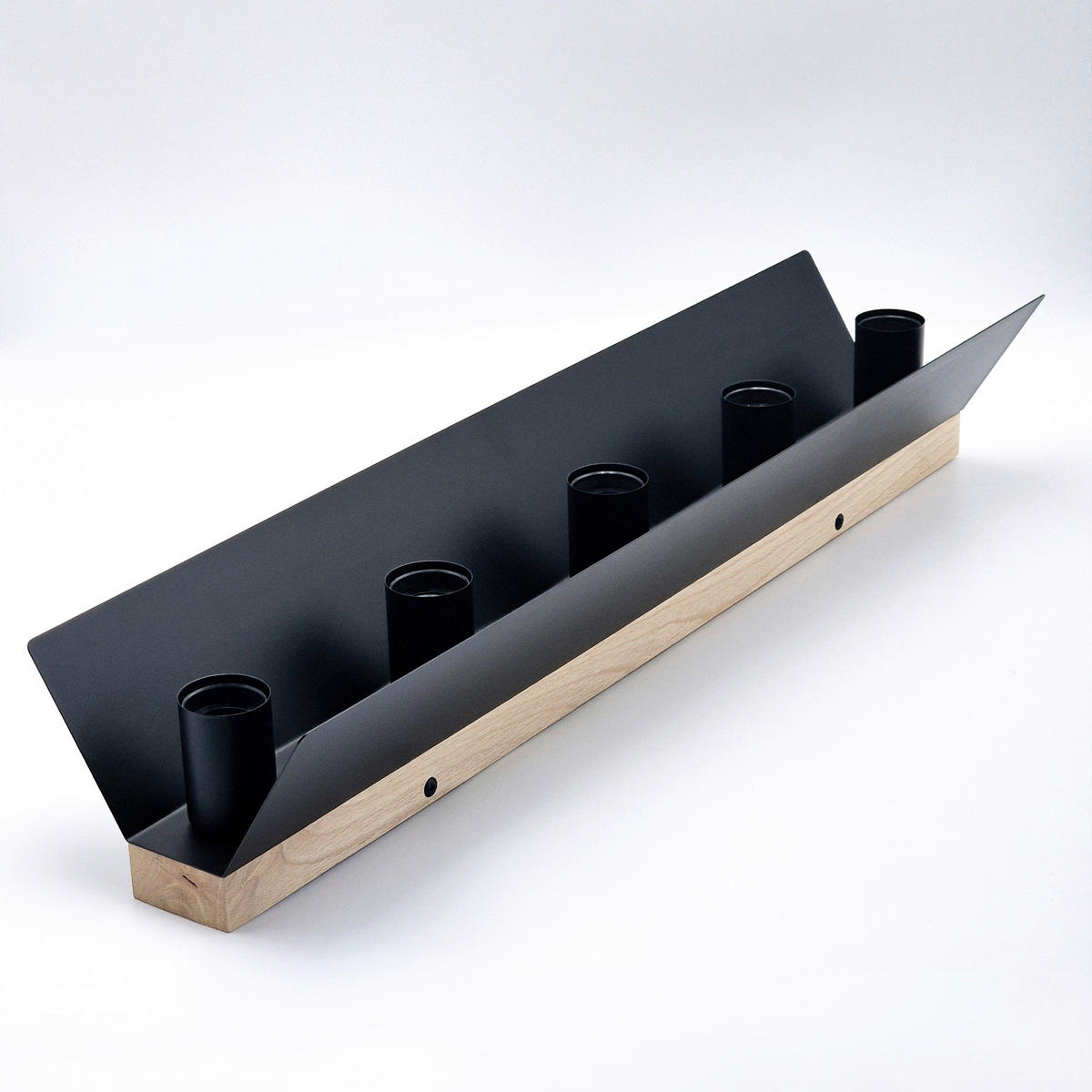 Lamkur Deckenleuchte schwarz Eiche Glas Stahl B/H/L: ca. 12x11,5x68 cm E27 5 Brennstellen ESME - Eiche/schwarz (68,00/12,00/11,50cm) - Lamkur