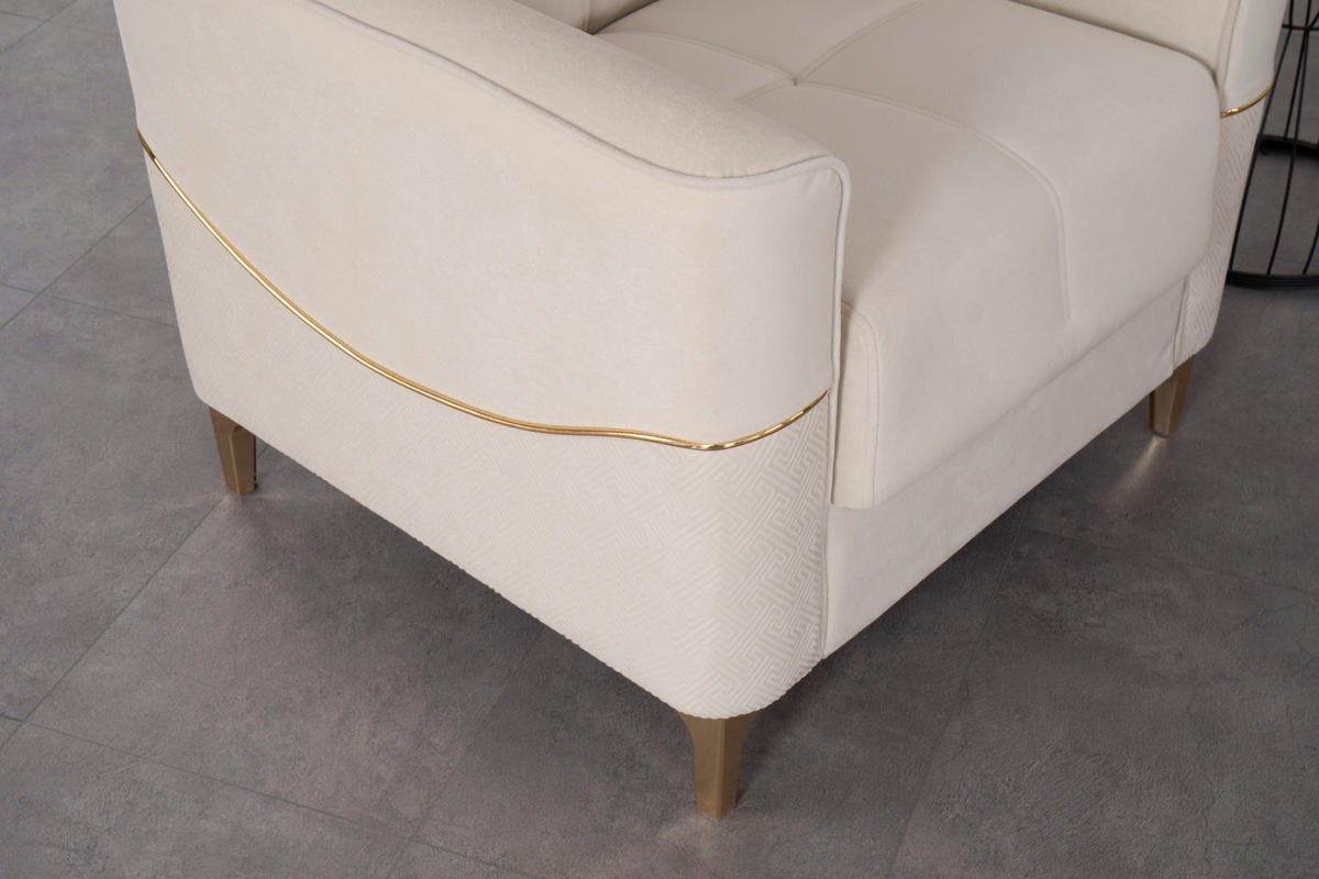 Sofa 3-2-1 Salda beige Microfaser Salda - gold/beige