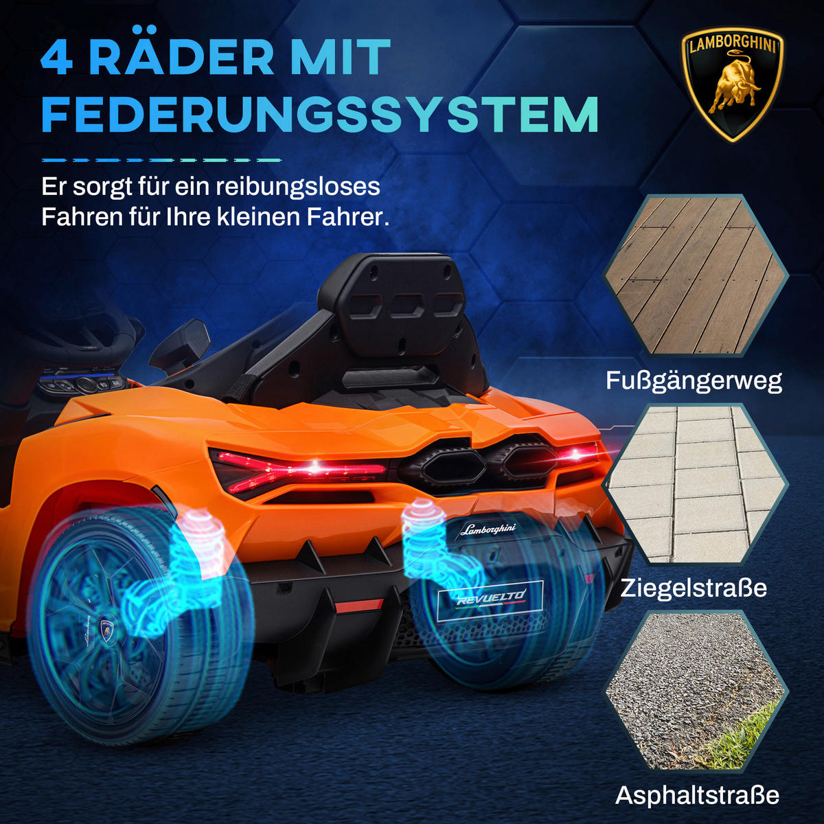 AIYAPLAY Kinder-Elektroauto orange B/H/L: ca. 60x40x105 cm Kinder-Elektroauto - orange (105,00/60,00/40,00cm) - AIYAPLAY