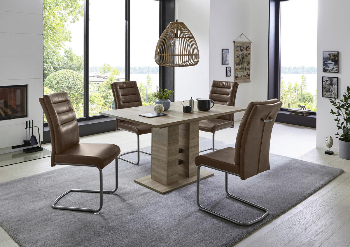 Essgruppe Paula III schlamm Microfaser B/H/T: ca. 220x76x90 cm Paula III - schlamm (220,00/76,00/90,00cm) - Hela