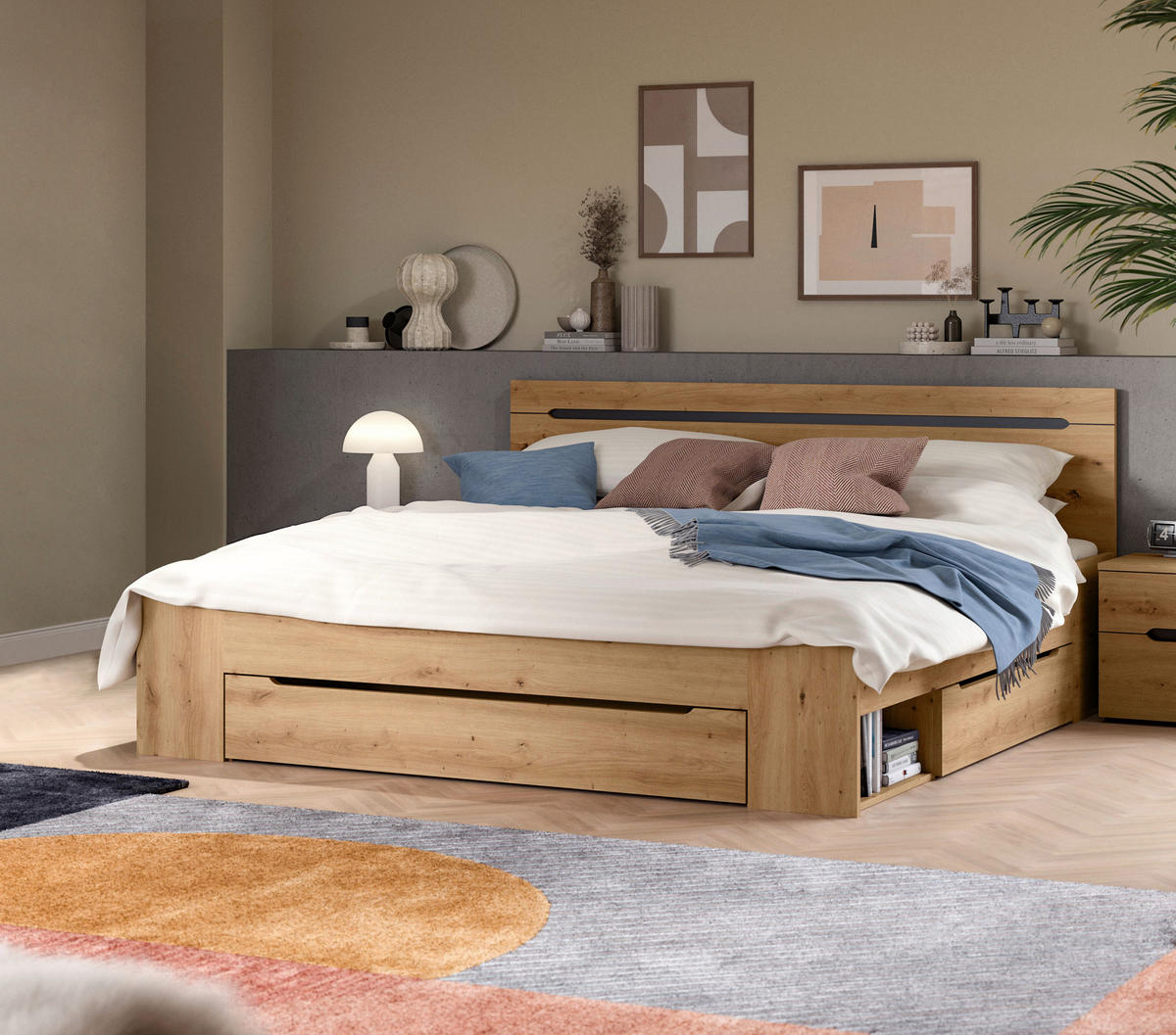 Bett CANU basaltgrau Artisan Nachbildung CANU - basaltgrau (184,00/87,00/205,00cm) - xonox.home