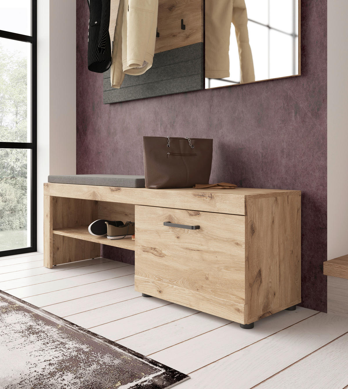 Sitzbank Roxy Eiche Viking Nachbildung B/H/T: ca. 139x52x38 cm Roxy - (139,00/52,00/38,00cm)