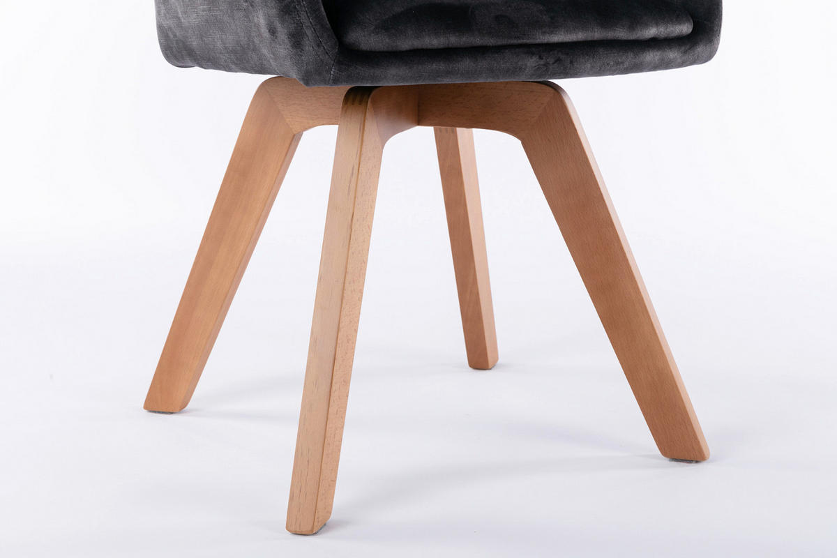 Stuhl KLARA  2er-Set anthrazit Vintage Samt Holz B/H/T: ca. 52x89x63,5 cm KLARA  2er-Set - anthrazit (52,00/89,00/63,50cm) - byLIVING