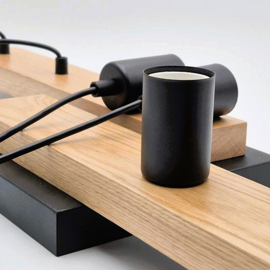 Thumbnail - Lamkur Pendelleuchte weiß Holz B/H/L: ca. 20x86x64 cm E27 4 Brennstellen