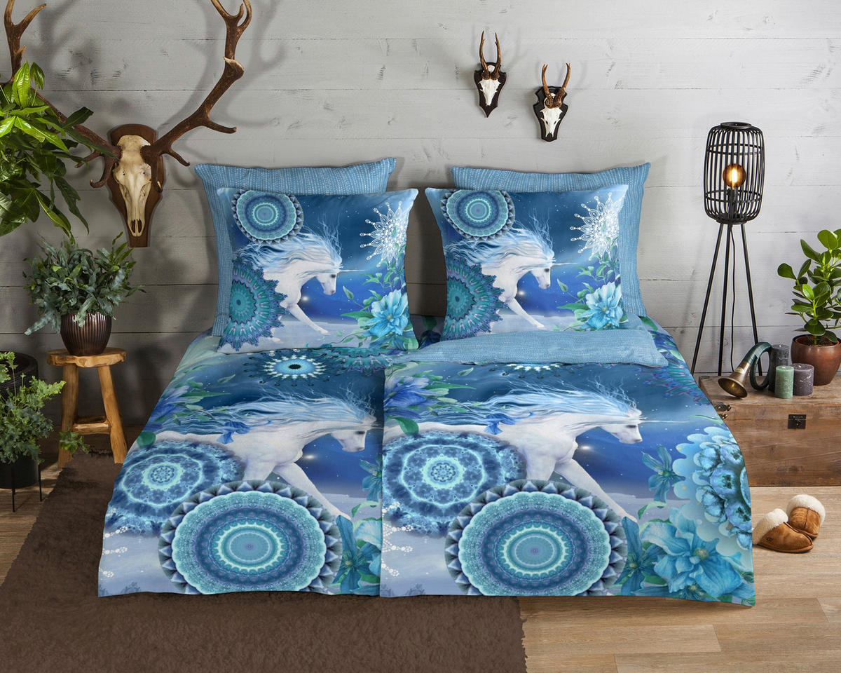 Bettwäsche Lumi blau Baumwolle B/L: ca. 155x220 cm Lumi - blau (155,00/220,00cm) - HIP