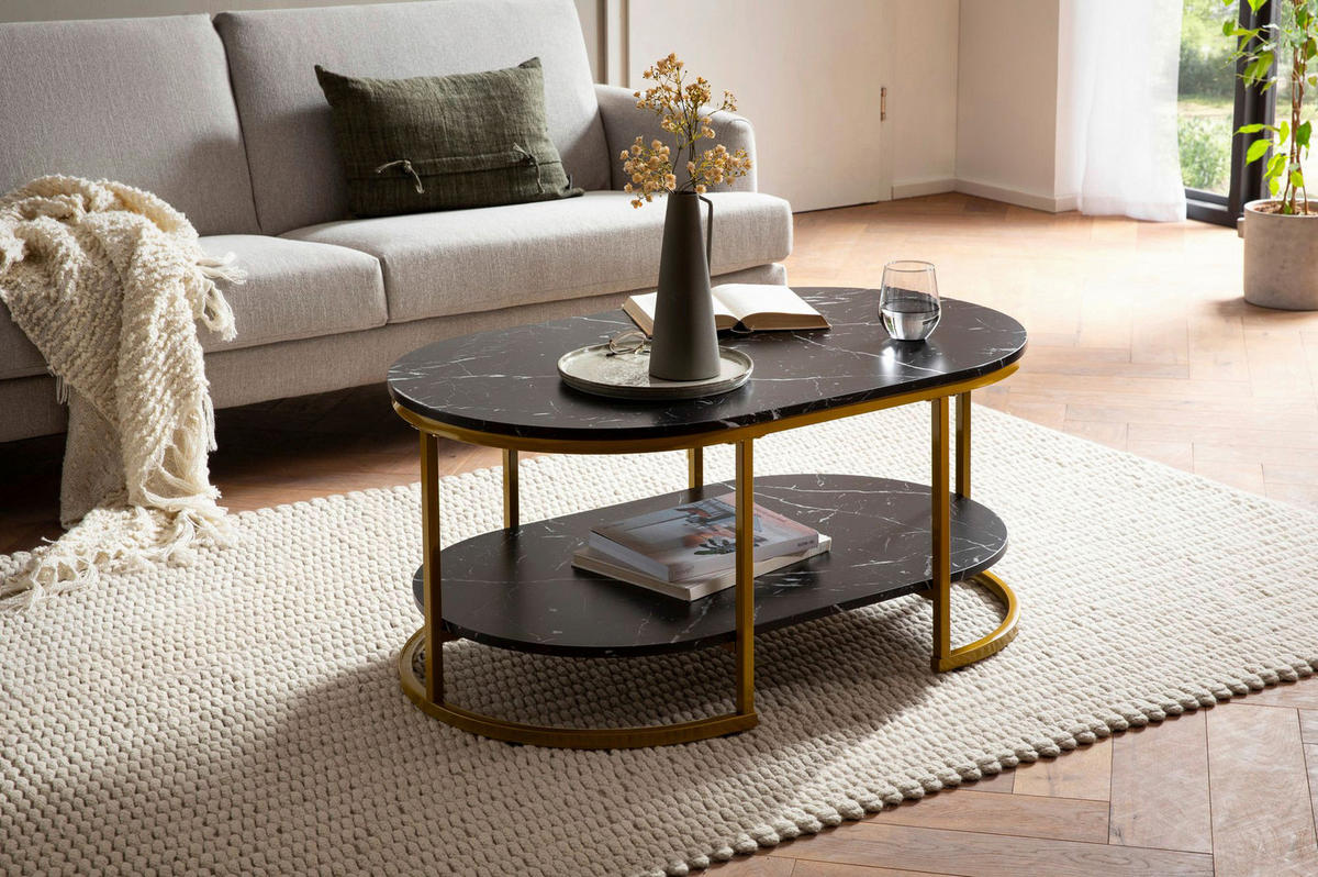 Couchtisch schwarz Marmor Optik B/H/T: ca. 100x45x60 cm Couchtisch - schwarz (100,00/45,00/60,00cm) - Wohnling