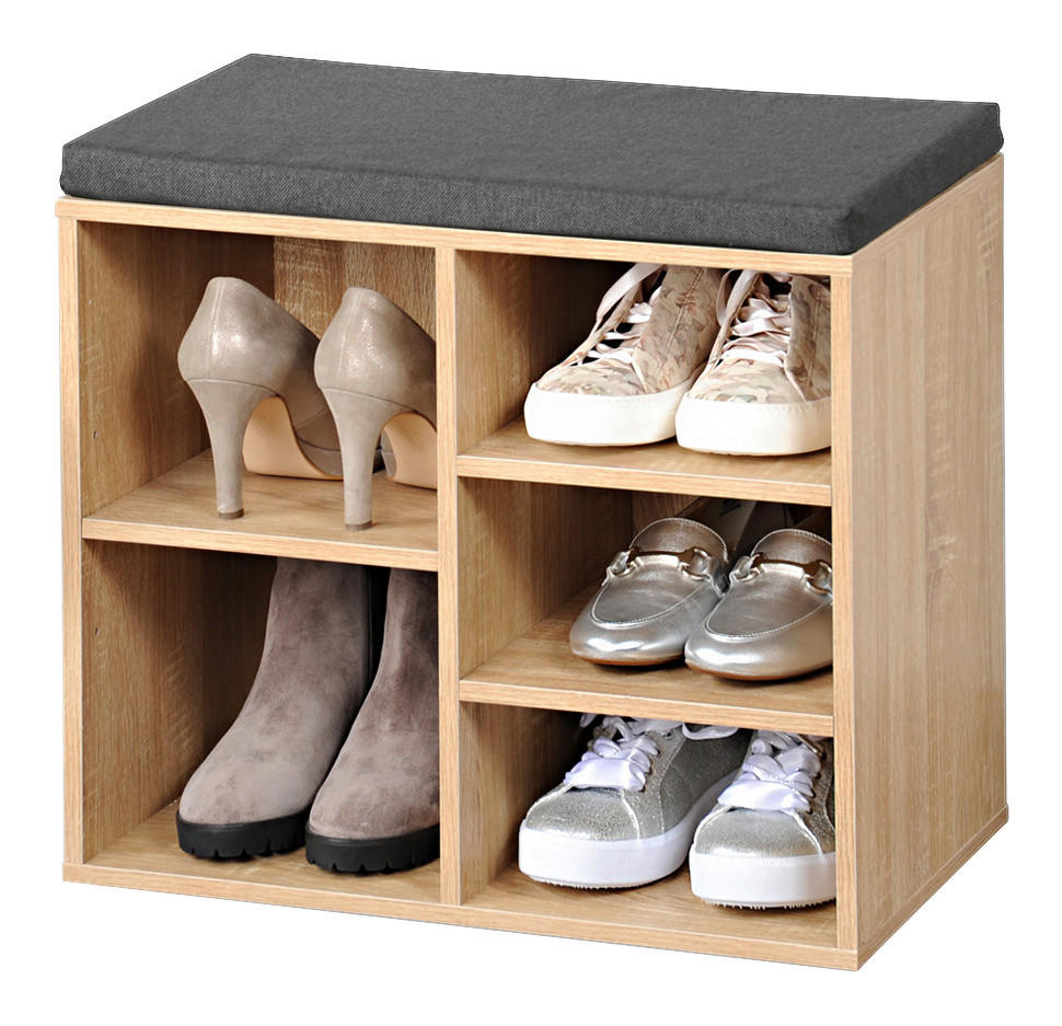 Kesper Schuhregal Eiche Spanplatte B/H/L: ca. 29,5x48x51,5 cm Schuhregal_mit_Sitzkissen - Eiche (51,50/29,50/48,00cm) - Kesper