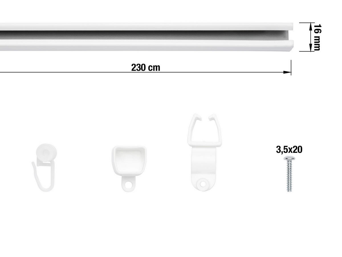 U-Laufschiene U-Lauf - weiß (230,00cm) - ondeco