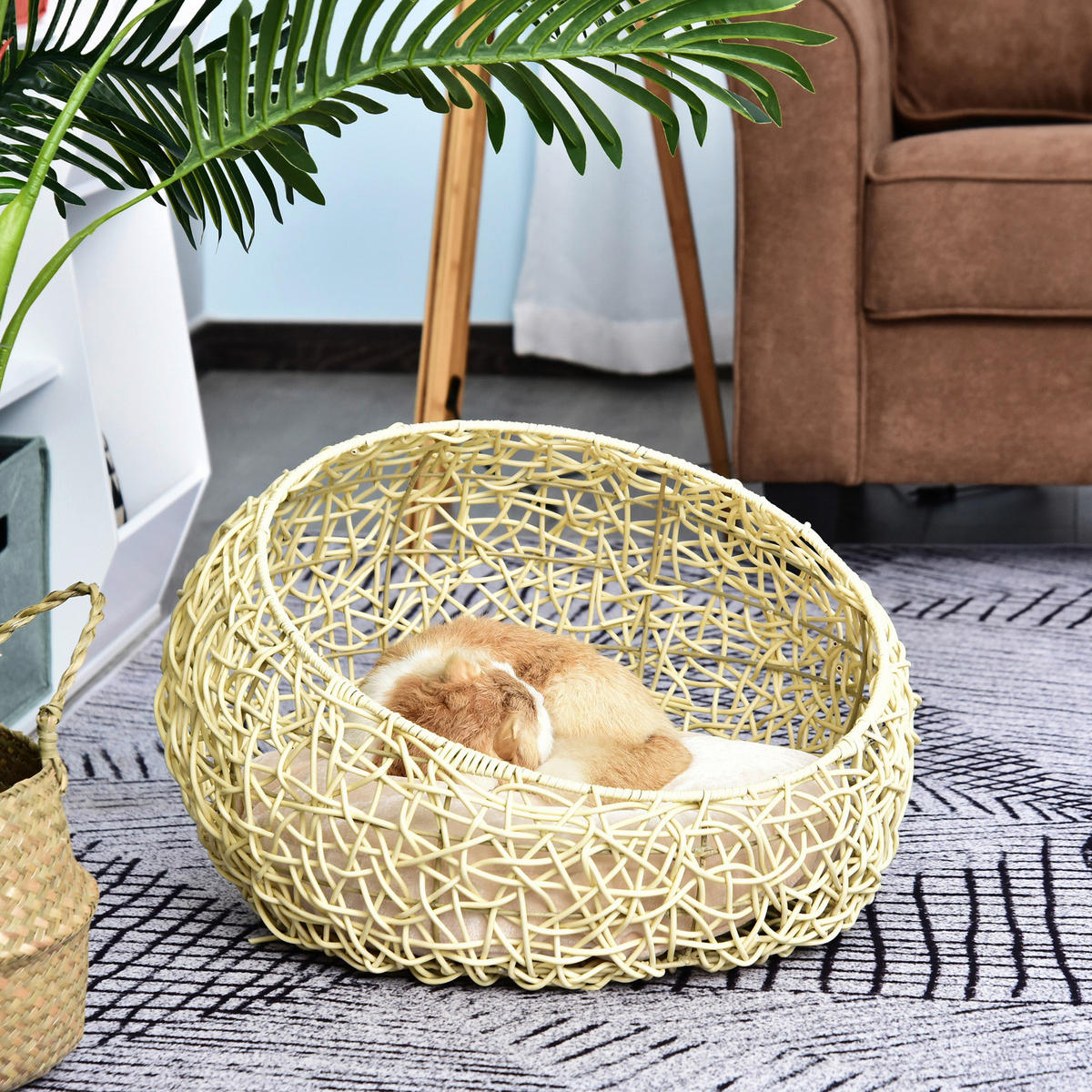 PawHut Katzenbett beige Kunststoff H/D: ca. 35x56 cm Katzenbett - beige (56,00/35,00cm) - PawHut