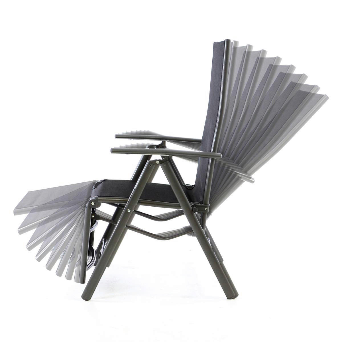 VCM Gartenstuhl schwarz Kunststoff B/H/L: ca. 60x155x55 cm Gartenstuhl mit Fußstütze - schwarz (55,00/60,00/155,00cm) - VCM