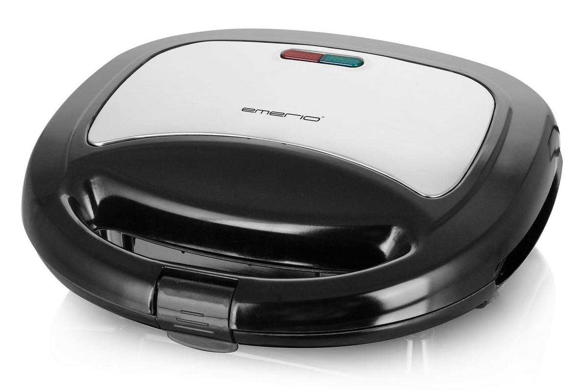 Emerio Sandwichtoaster ST-120889 silber schwarz Kunststoff Edelstahl B/H/T: ca. 21,8x7,7x20,2 cm Sandwichtoaster ST-120889 - schwarz/silber (21,80/7,70/20,20cm) - Emerio