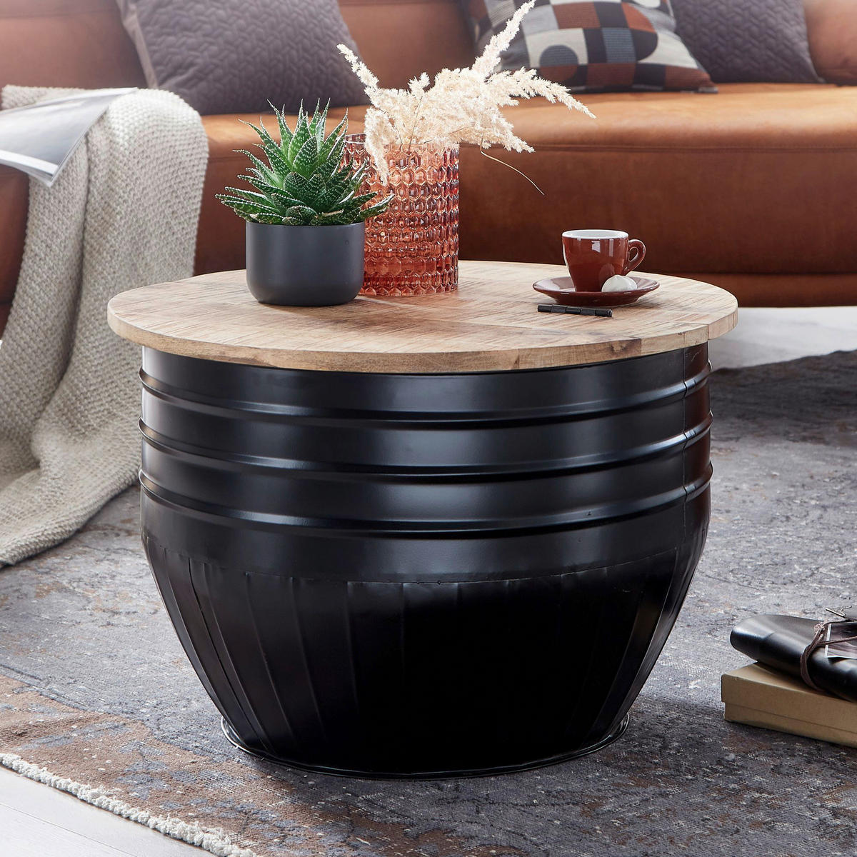 Couchtisch schwarz B/H/T: ca. 60x41x60 cm Couchtisch - schwarz (60,00/41,00/60,00cm) - Wohnling
