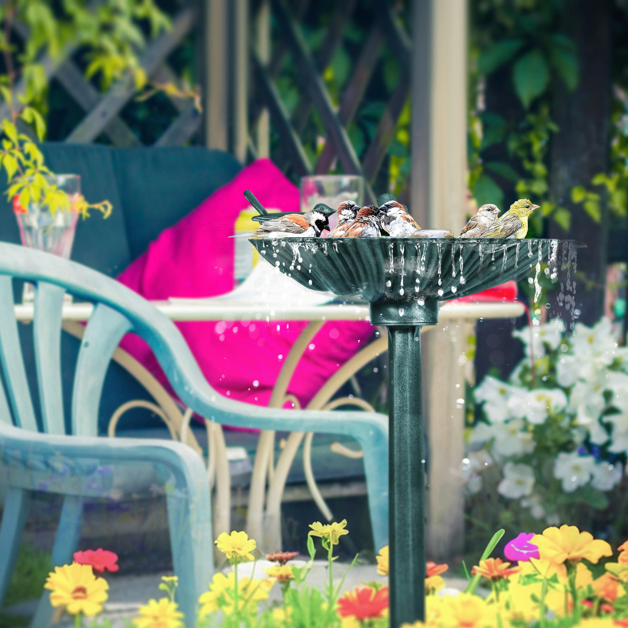 Thumbnail - Outsunny Vogeltränke dunkelgrün Kunststoff B/H/L: ca. 38x81x49,5 cm