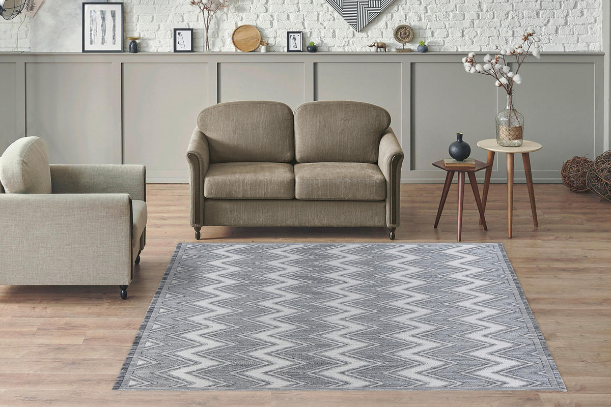 360Living Teppich Sarai weiß B/L: ca. 80x150 cm Sarai - weiß/grau (80,00/150,00cm) - 360Living
