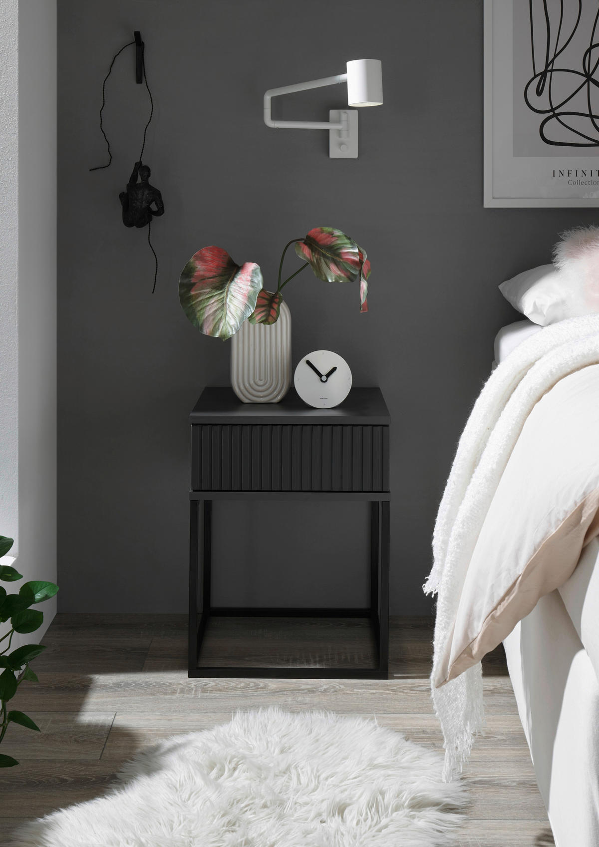Nachtkonsole Marle Graphit B/H/T: ca. 40x52x39 cm Marle - Graphit/schwarz (40,00/52,00/39,00cm)