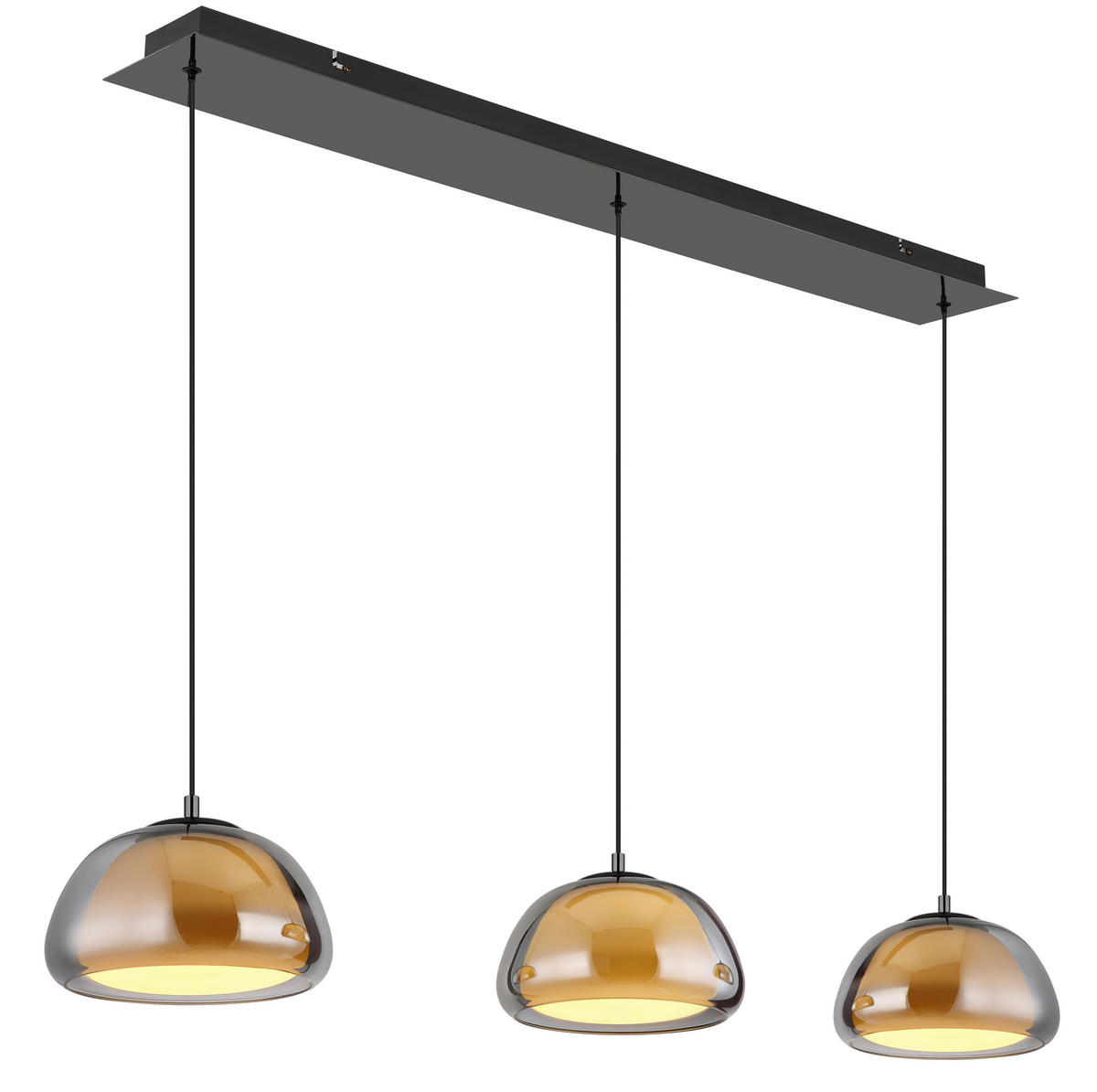 GLOBO Hängeleuchte Chrom schwarz Glas Metall B/H/L: ca. 36x21x101 cm Hängeleuchte-Avila - schwarz/Chrom (101,00/36,00/21,00cm) - GLOBO