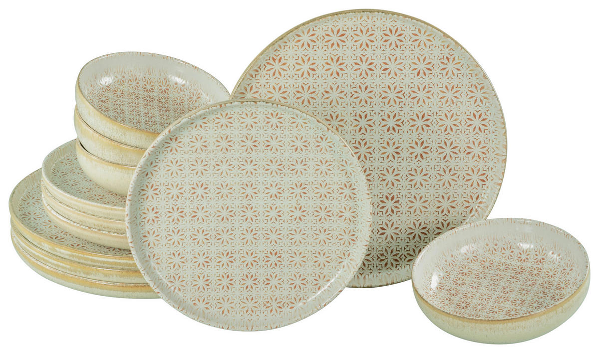 CreaTable Tafelservice Uno Emiliana rot Steinzeug 12 tlg. Uno Emiliana - rot - CreaTable